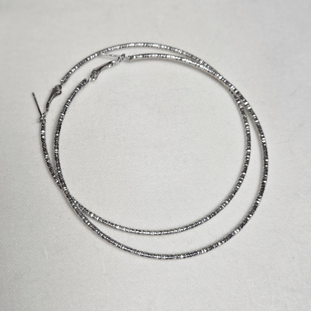 Statement 3" Silver Hoop Earrings